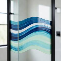 Wave Paint Pouring on Shower Doors