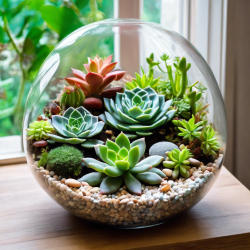 Succulent Terrarium with Decorative Stones