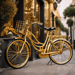 Golden Bicycle Wall Art