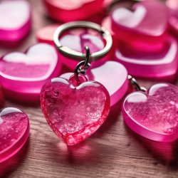 Translucent Pink Heart-Shaped Resin Keyring