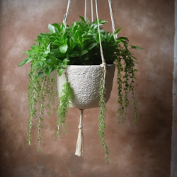 Hanging Gypsum-Covered Plant Pot from a Milk Bottle