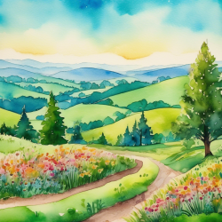 Whimsical Watercolor Nature Scene