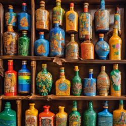 Sri Lanka Map Art from Recycled Liquor Bottles