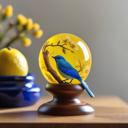 Resin Lemon and Bluebird Decorative Paperweight