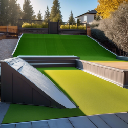 Compact Backyard Dry Slope with Jump and Rail