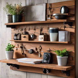 Rustic Wall-Mounted Serving Tray Organizer