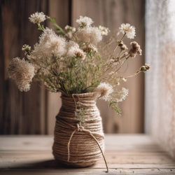 Water Bottle Vase with Decorative Twine Wrap