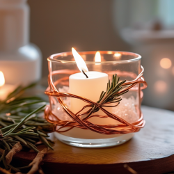 Anniversary Candle with Sand, Crystals, and Copper Wire Accent