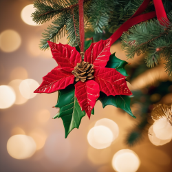 Festive Christmas Leaf Ribbon Ornament