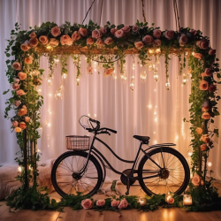 Floral Bicycle Rim Chandelier