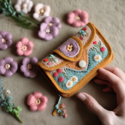 Hand-Embroidered Felt Wallet