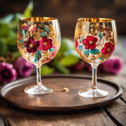 Decorative Painted Wine Glasses