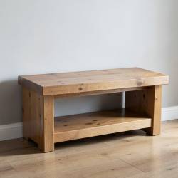 Rustic Wooden Entryway Bench with Storage