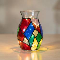 Stained Glass Look Vase with Lights