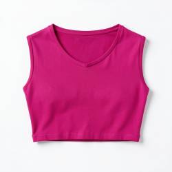 Magenta Pink Neck-Covered Crop Top