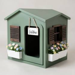 Ikea Hol Sidetable Dog House with Custom Cutouts and Decorative Accents