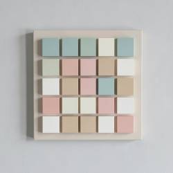 Geometric Wall Art with Painted Wooden Squares