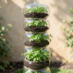 Recycled Bottle Vertical Herb Garden
