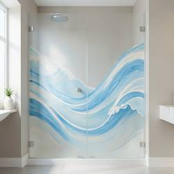 Wave Pattern Painted Shower Doors