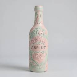 Decorative Clay-Covered Vodka Bottle Art