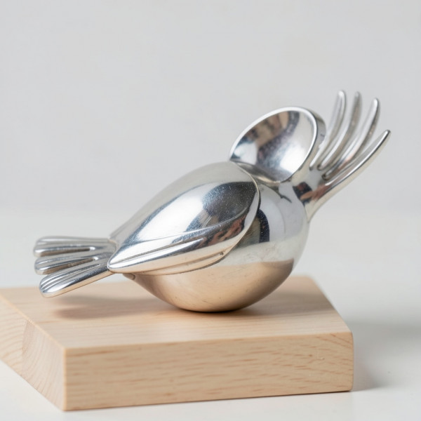 Silver Spoon Bird Sculpture