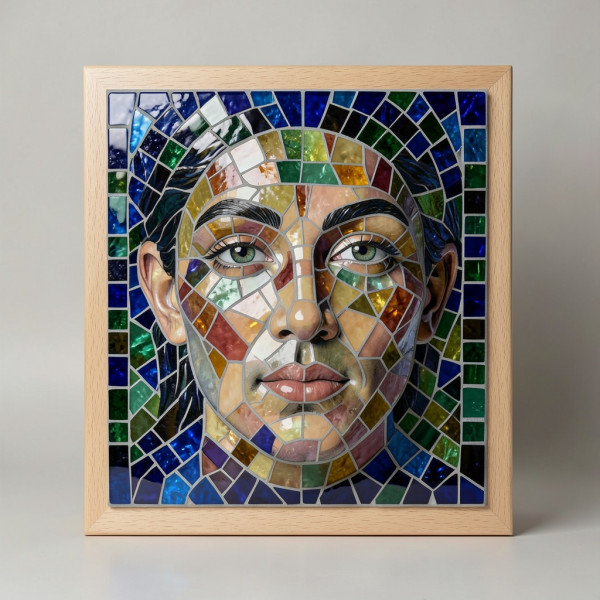 Intricate Glass Mosaic Portrait