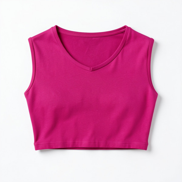 Magenta Pink Neck-Covered Crop Top