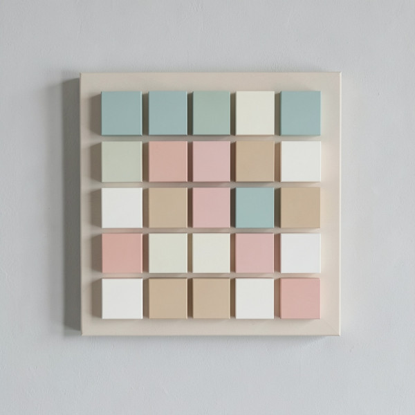 Geometric Wall Art with Painted Wooden Squares