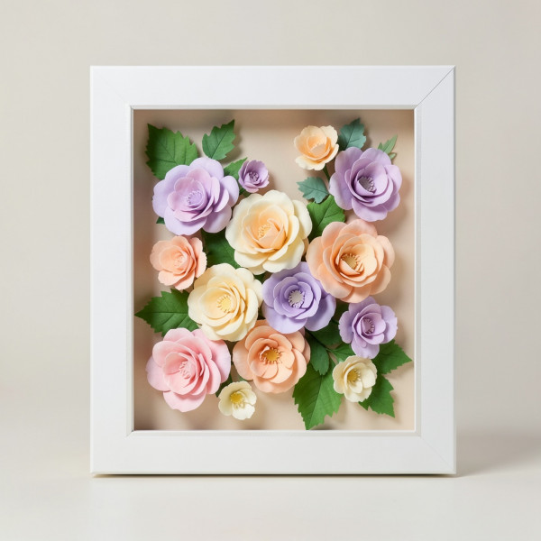Handcrafted Paper Floral Shadow Box