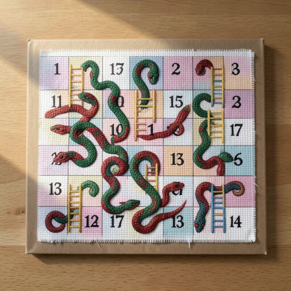 Cross-Stitched Gyanbazi Board Game
