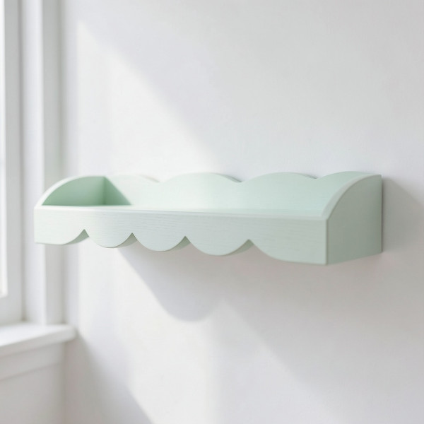 Scalloped Wooden Wall Shelf for Nursery