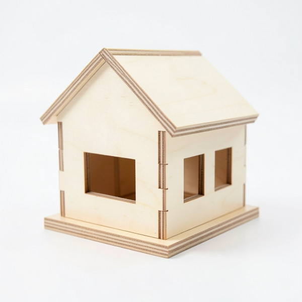 Slot and Tab Wooden House Model