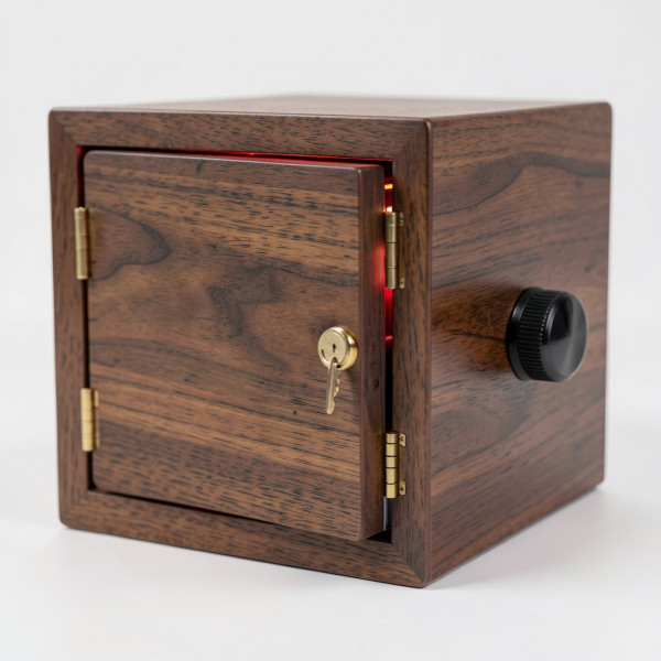 LED-Lit DVD Holder with Twist Switch and Lockable Door