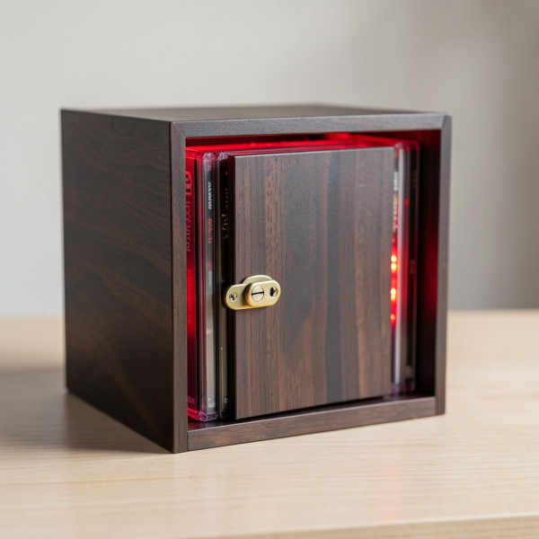 Illuminated DVD Holder with Lockable Door